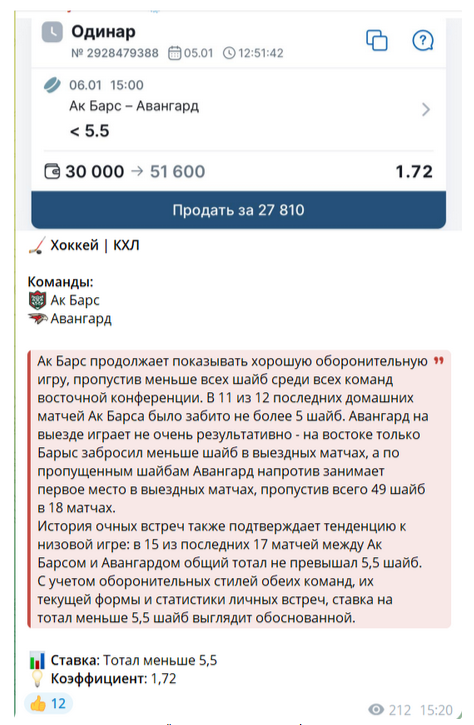 Hockey Bets Zone тг канал